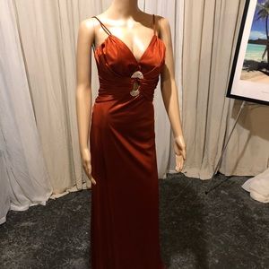 Long , orange/rust silky dress. New